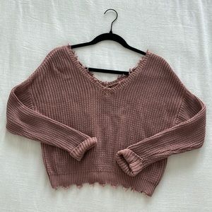 Cropped Distressed Sweater